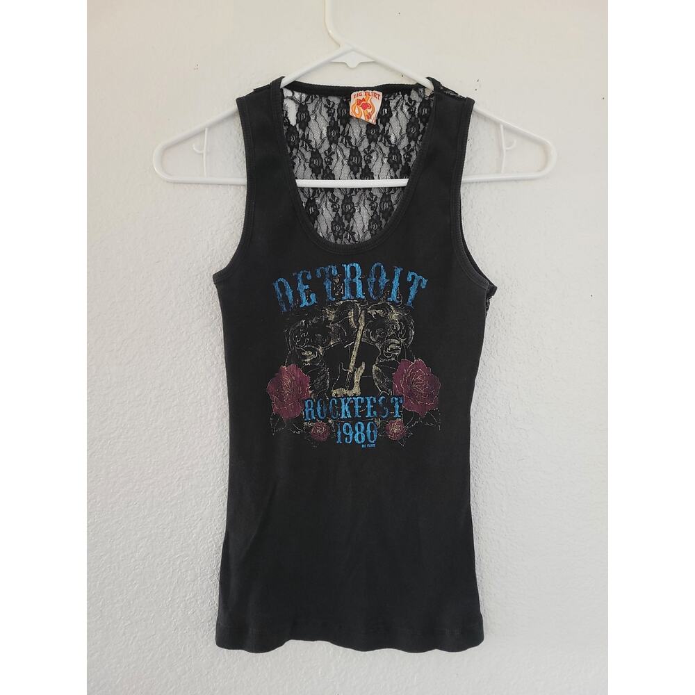 Detroit Rockfest 1986 Women's Black Lace Tank Top‎ size Large #17